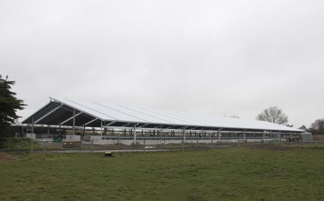 View from outside the Greenpark dairy barn system in New Zealand
